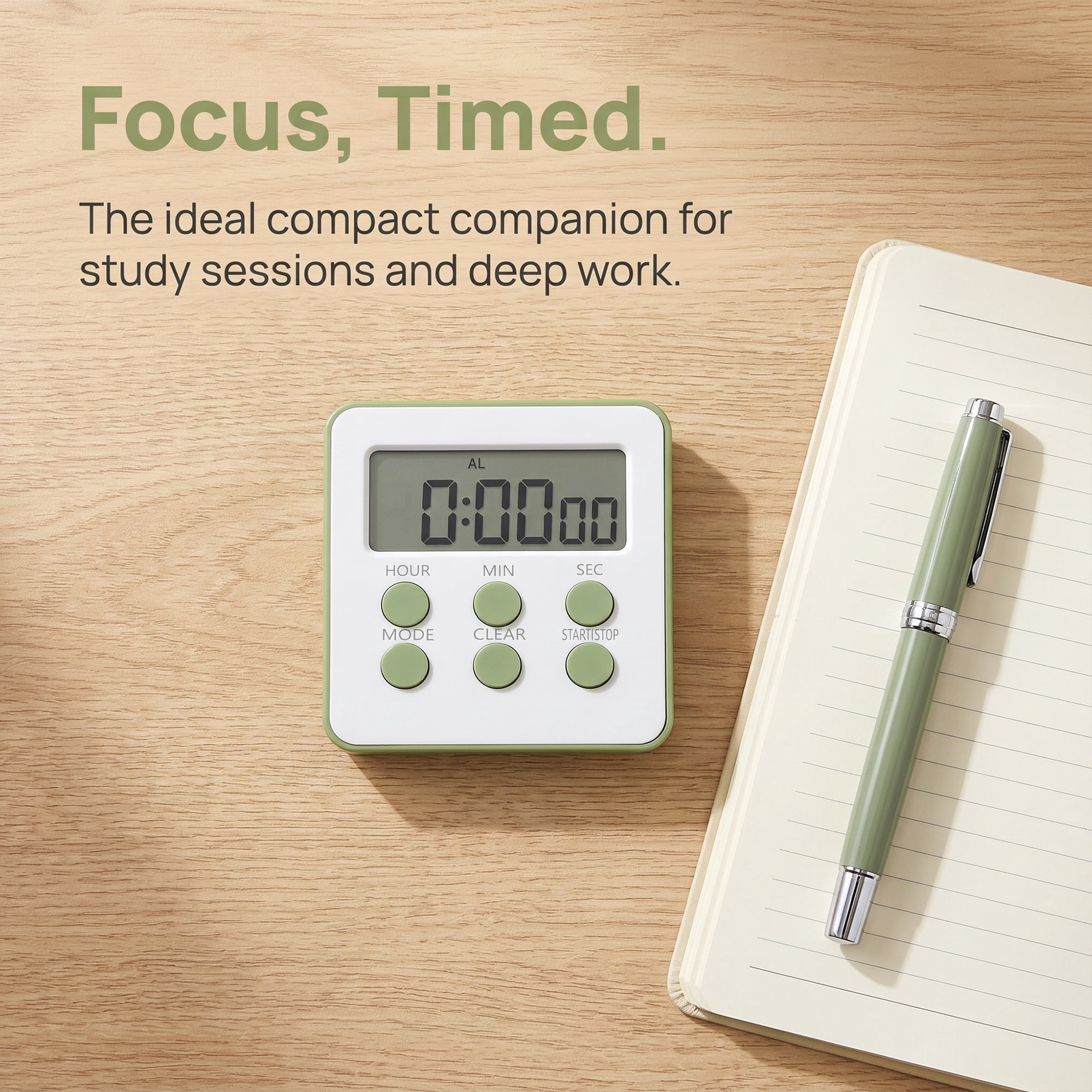 Unique Bargains Loud Alarm Clock Magnetic Backing Stand Cooking Timer Green