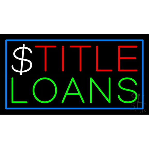 Title Loans LED Neon Sign 20 x 37 - inches, Clear Edge Cut Acrylic Backing, with Dimmer - Bright and Premium built indoor LED Neon Sign for automotive store, and mall.