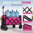 thumbnail image 4 of Upgraded Folding Wagon with 5x2" Wide All-Terrain Wheels, Expandable Dual-Layer Utility Wagon with 220lbs Capacity, Lightweight Collapsible Garden Cart for Camping, Shopping, Sports and Fishing,, 4 of 7