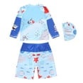 thumbnail image 4 of PMVFHDE Boys UPF 50 Sun Protective Swimwear Set Long Sleeve Rash Guard with Matching Swim Trunks for Water Sports Light Blue1,7-8 Years, 4 of 4