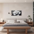 thumbnail image 4 of ZHONGYUTONG White Floral Canvas Wall Art Large Flower Gold Pictures Wall Decor Minimalist Lotus Paintings for Living Room Bedroom Decor Framed (12.00" x 24.00"), 4 of 5