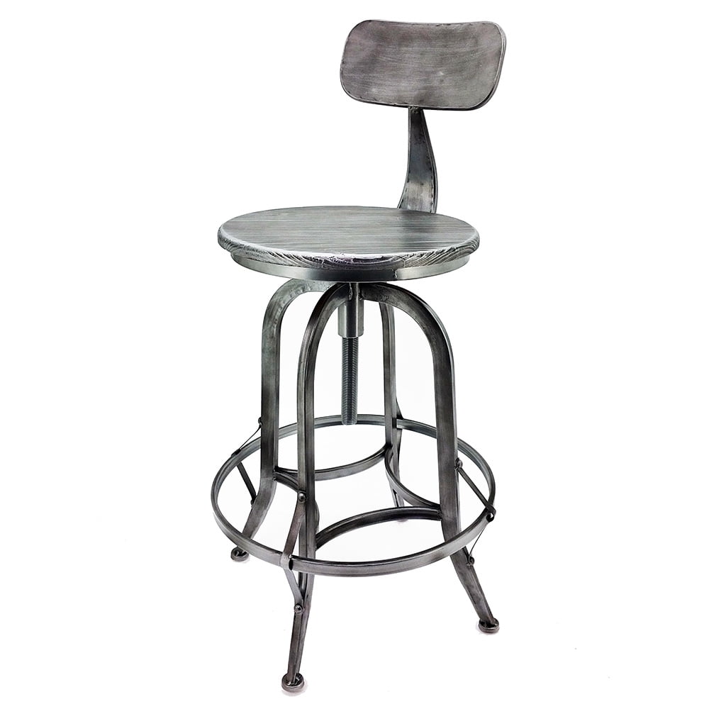 Arthur Retro Steel Rotating Adjustable Height Barstool Vintage Pewter Walmart Canada