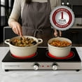thumbnail image 5 of OVENTE Infrared Ceramic Double Burner, 1800W Electric Countertop Hot Plate with Black Crystalline Glass, Portable Stainless Steel Cooktop for Home, Office, or Dorm Use, Black BGI302GB, 5 of 9