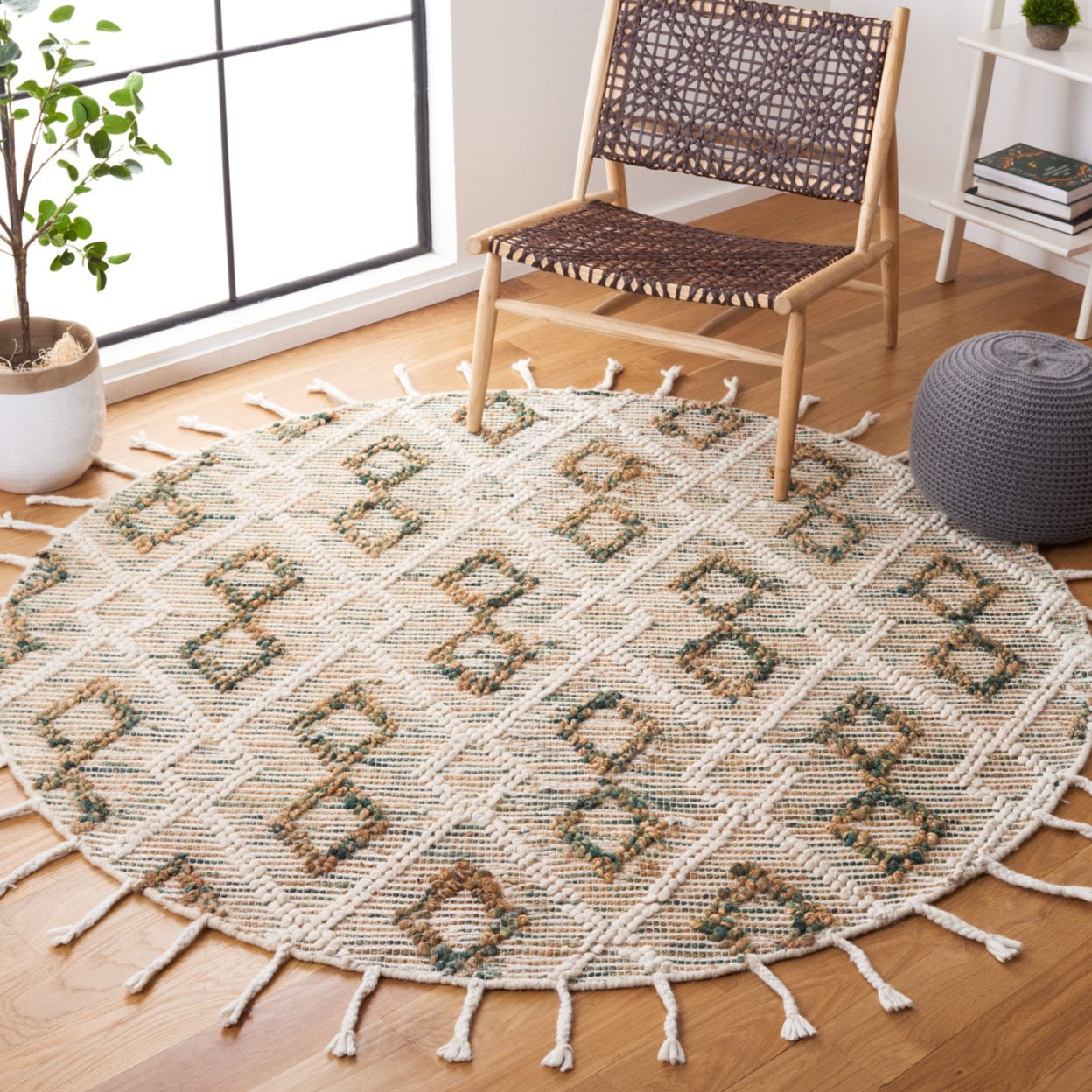 SAFAVIEH Natura Yamashita Geometric Area Rug, Ivory/Emerald, 8' x 10'