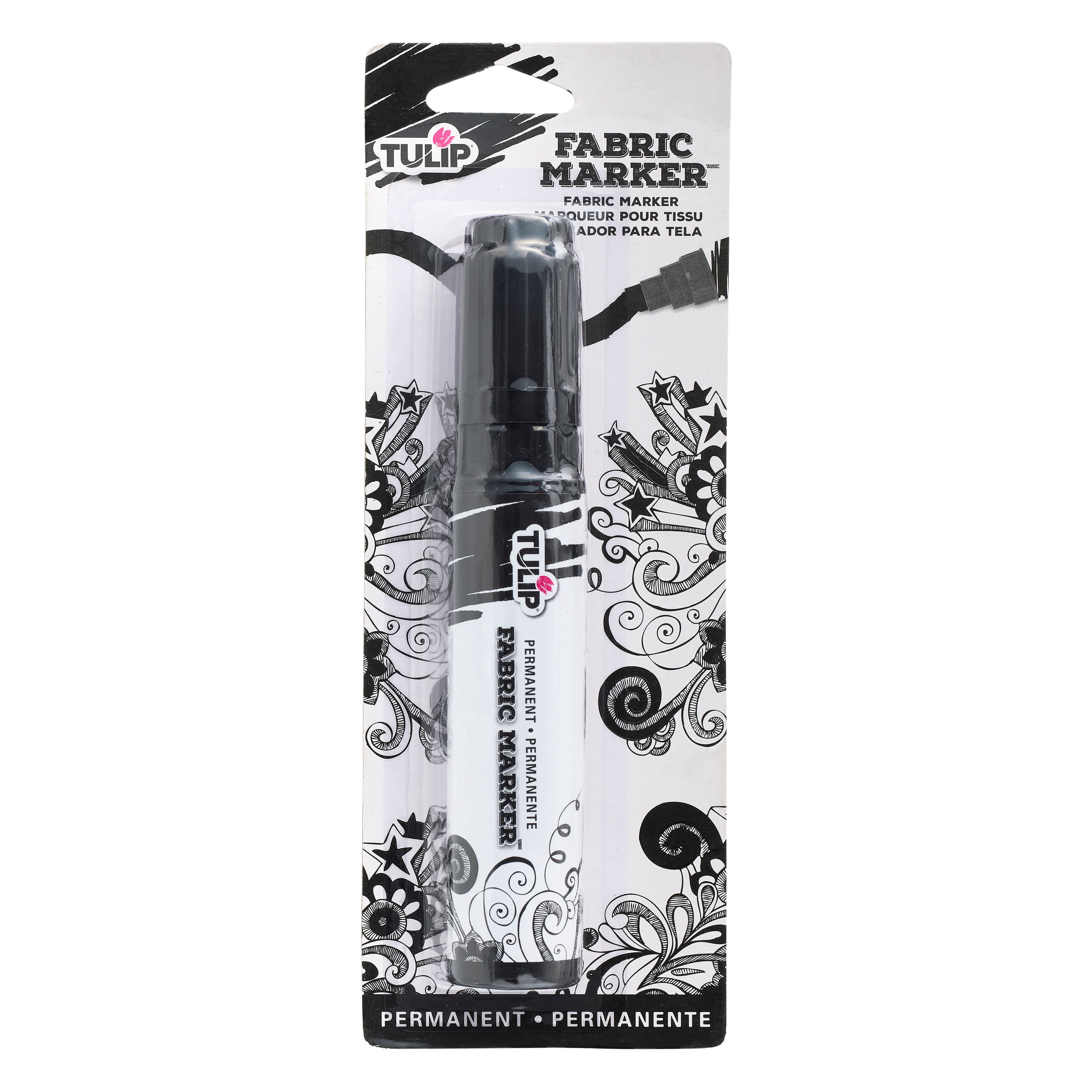 Tulip Permanent Fabric Markers Black Jumbo Chisel Tip, 12 Pack