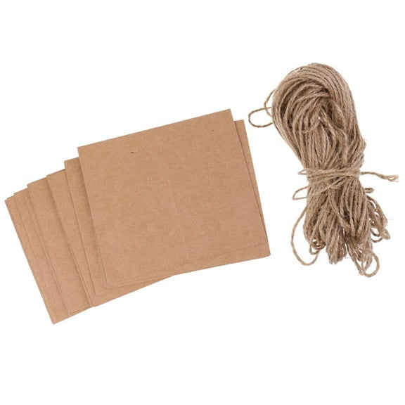 50x Vintage Kraft Paper Name Card Wedding Table Card Twine -50pcs