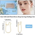 thumbnail image 2 of 200pcs Brass Hoop Earring Findings Kidney Ear Wire Long-Lasting Plated Real 18K golden Plated 19x9x4mm Pin: 0.7mm, 2 of 9