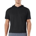 thumbnail image 2 of FRSASU Men's Short Sleeve Hoodie Gym Shirts Lightweight Quick-Dry Athletic Pullover Hooded Workout Fitness Tee Black, 2 of 8