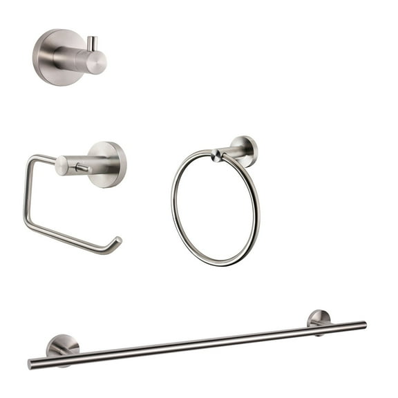 Lexora Home Bagno Nera 4-Piece Bathroom Accessory Set in Satin Nickel