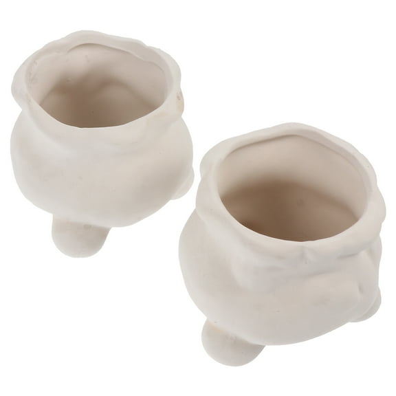 LOLIPPYY Unpainted Flower Pot Ceramic White 2Pcs