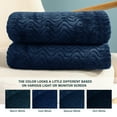 thumbnail image 6 of Exclusivo Mezcla Large Flannel Fleece Throw Blanket, Jacquard Weave Wave Pattern Blanket (50" x 70", Navy Blue), 6 of 9