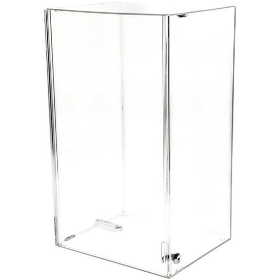 Plymor Clear Acrylic Locking Display Case with Sliding Back, No Shelf, 20.75" H x 12.25" W x 10" D