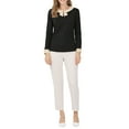 thumbnail image 2 of INSPIRE CHIC Women's Elegant Collar Long Sleeves Work Office Blouse Tops S Black, 2 of 7