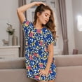 thumbnail image 3 of Fotbe Cute Popcorn Bata de Dormir para Mujer con Estampado, Camisón de Algodón de Manga Corta, Ropa de Dormir Casual, 3 of 6