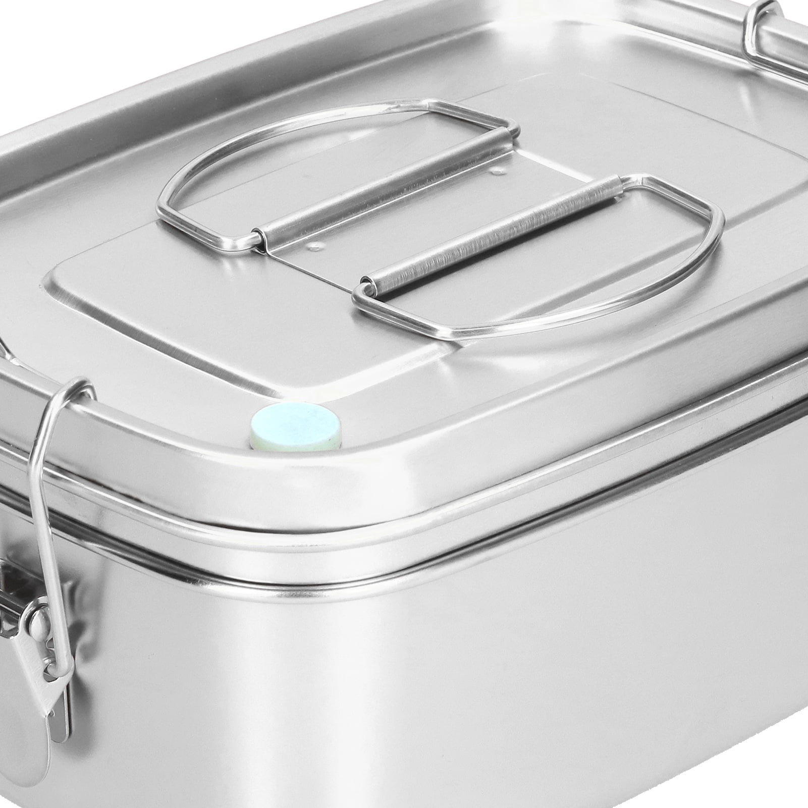 Portable Divided Stainless Steel 2 Compartments bento lunch box with Lock Clips Design, Metal Lunch Box Containers,Dishwasher Safe Leak Proof for Home Office[Silver]