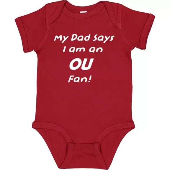 My Dad Says I Am An Ou Oklahoma Fan Baby Bodysuit Cute Baby Onesie, BABY BODYSUIT LAT 4424