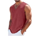 thumbnail image 2 of Mens Big & Tall Linen Tank Tops Plus Size Summer Ripped Shirts for Men Casual Lightweight Sleeveless V Neck Summer Beach Vests S-4X, 2 of 7