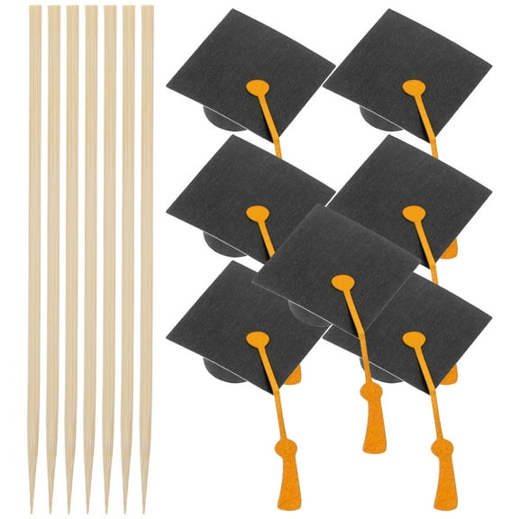 FELTECHELECTR Graduation Cap Shape Cake Toppers For Celebration 7Pcs 3.9X1.4X1.4in