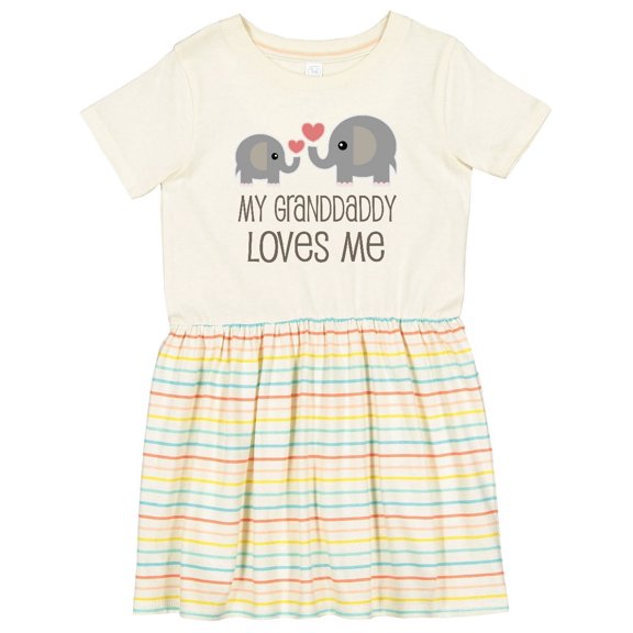 Inktastic Grandaddy Loves Me Elephant Girls Toddler Dress