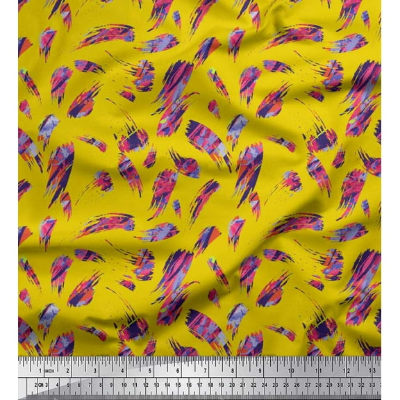 Soimoi Silk Fabric Brush Stroke Abstract Print Sewing Fabric Yard 42 Inch Wide