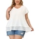 thumbnail image 1 of Women's Plus Size Top Casual Flare Sleeve Double Layers chiffon Blouse White 4X, 1 of 7
