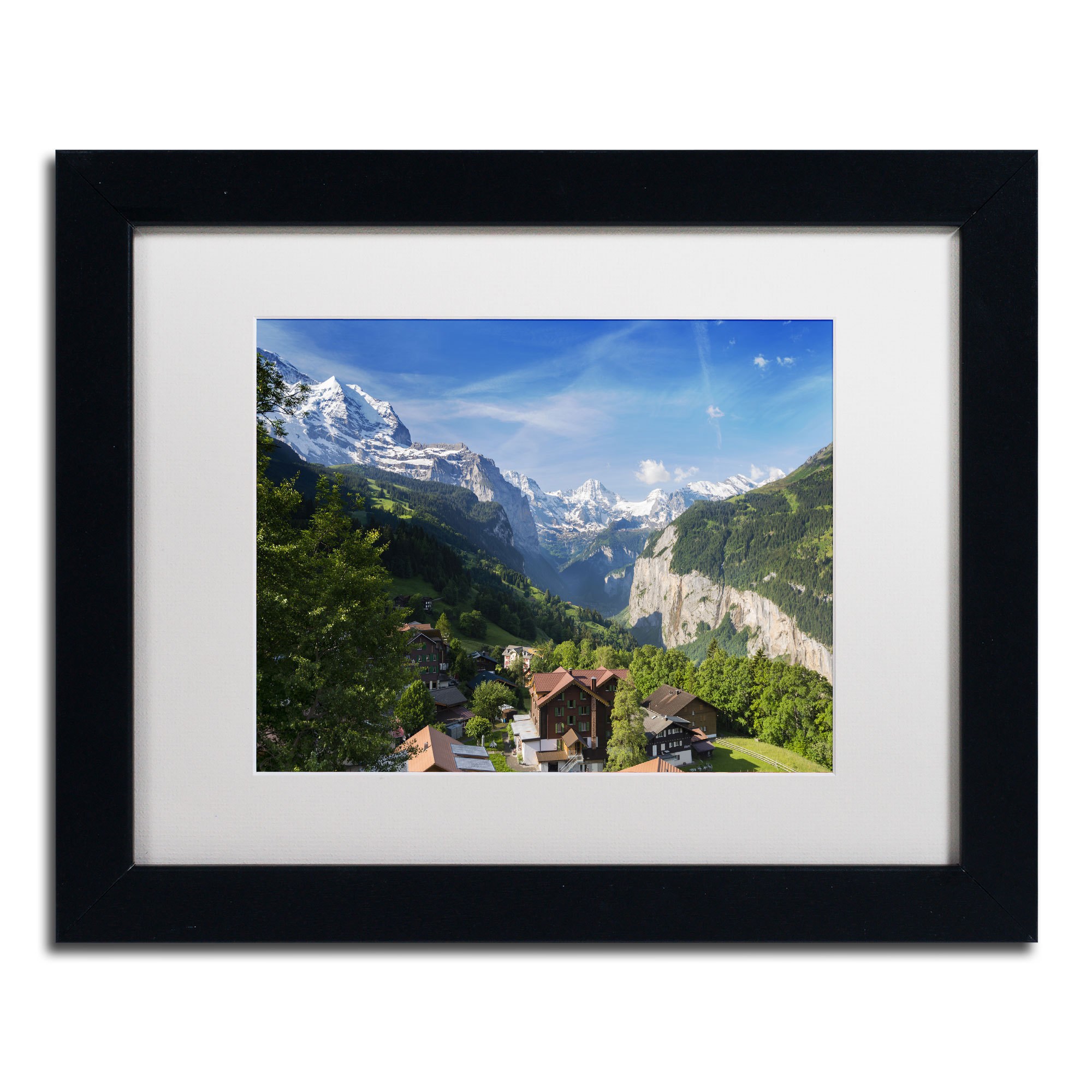 Trademark Fine Art "A New Day in the Swiss Alps" Canvas Art by Philippe Sainte-Laudy, White Matte, Wood Frame