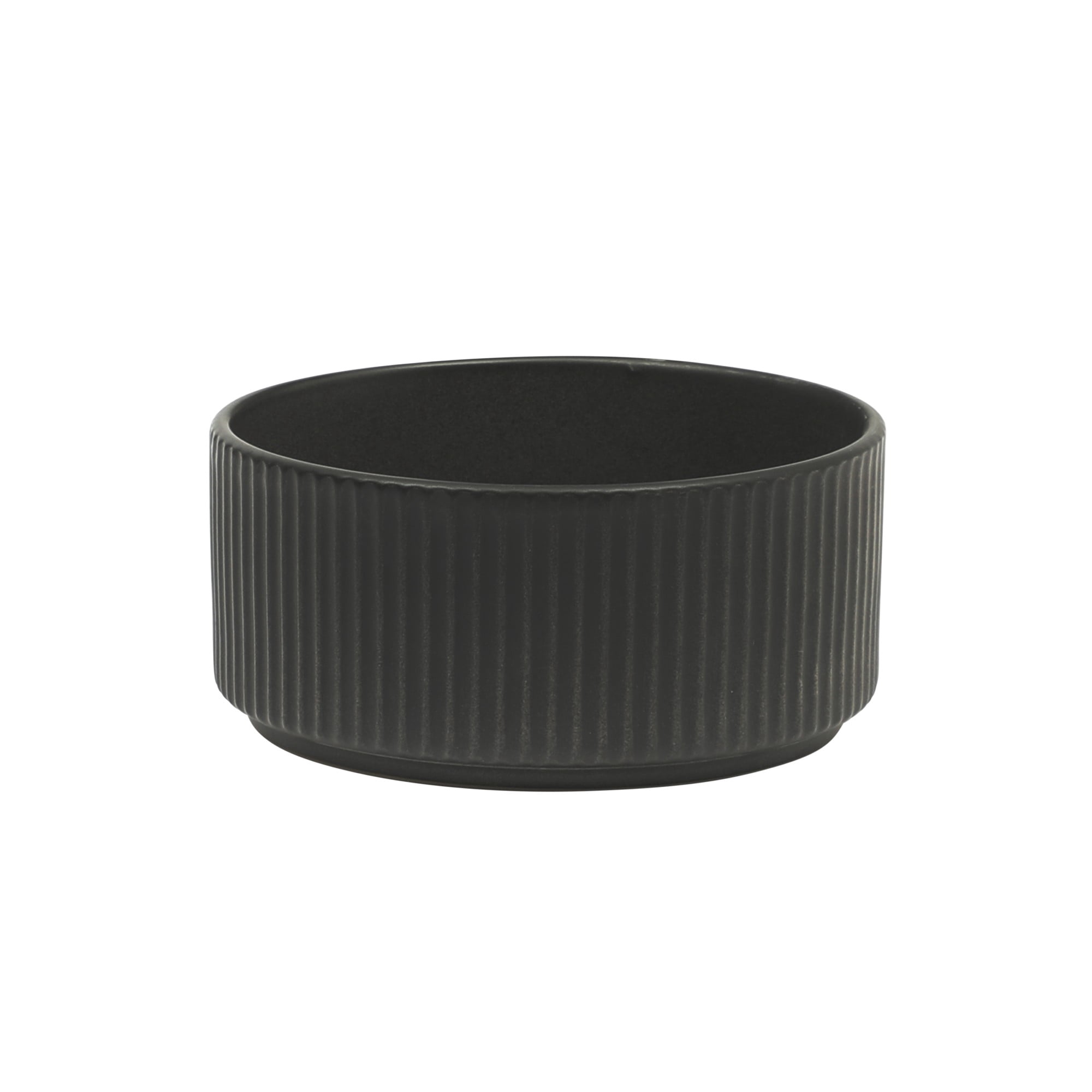 Gibson Elite Deerfield 16-Piece Stoneware Dinnerware Set – Stackable Plates and Bowls, Reactive Glaze Finish, Service for 4 - Matte Black