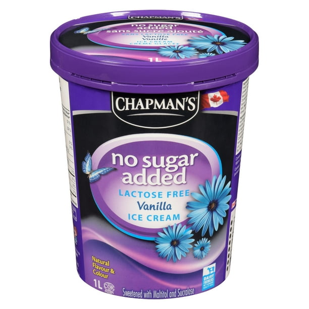 Chapman's sans sucre ajouté et sans lactose vanille crème glacée 1L