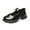 Black, variant on Wdgfv Girls School Uniform Dress Shoes Round-Toe Formal School Soft Mary Jane Shoes Heart-Shape Diamond Strap Flats White 10-10.5 Years
