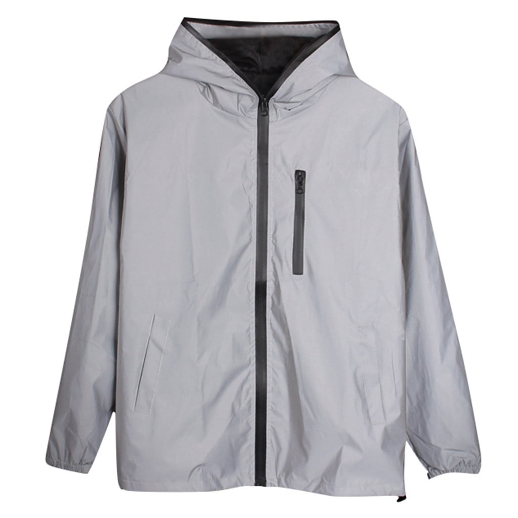 Reflective Jacket Men/women Harajuku Windbreaker Jackets Hooded Streetwear Coat