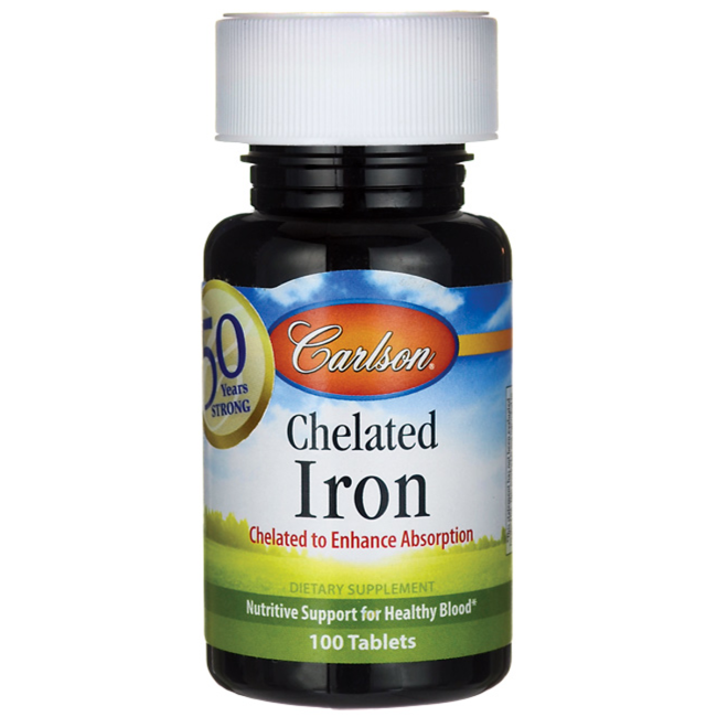 Carlson Chelated Iron 27 mg 100 Tabs.
