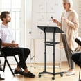 thumbnail image 4 of Costway 2 PCS Mobile Lectern Podium with Tilting Top Storage Tray Lockable Casters Black, 4 of 9