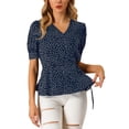 thumbnail image 1 of INSPIRE CHIC Hauts à Pois pour Femmes, Taille Nouée, Ourlet à Volants, Col en V, Cache-Cœur, 1 of 6