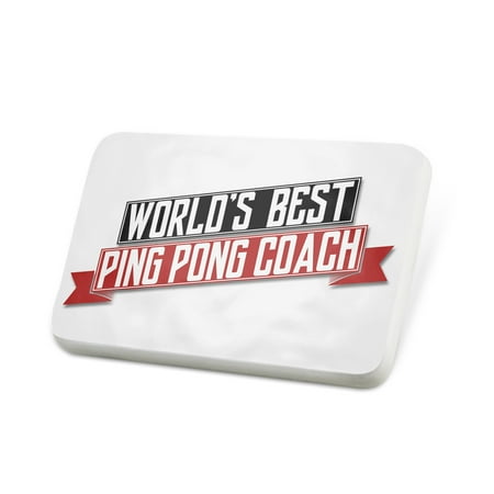 Porcelein Pin Worlds Best Ping Pong Coach Lapel Badge –