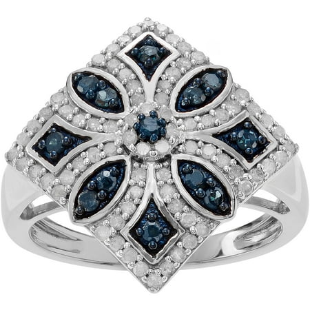 Brinley Co. Women's 7/8 Carat T.W. Blue and White Diamond Accent Sterling Silver Fashion Ring