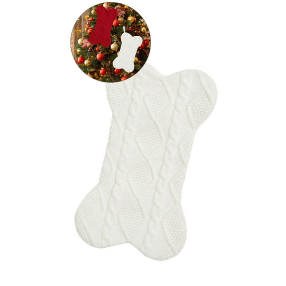 WNFJR Dog Christmas Stocking, Knit Christmas Stocking for Dogs, Bone Shape Dog Stocking Christmas Large Pet Stockings Hanging Dog Christmas Stocking for Dogs Cats Pets