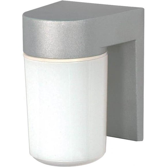 Nuvo Lighting 77-136 8 in. 100W 1-Light Outdoor Wall Light with White Glass Cylinder in Satin Aluminum
