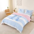 thumbnail image 3 of Erosebridal Kawaii Bow Letter Monogrammed R Queen Duvet Cover Set For Kids,Girls Geometric Stripes Glitter Print Bedding,Pink Reversible,3 Pieces,No Comforter, 3 of 5