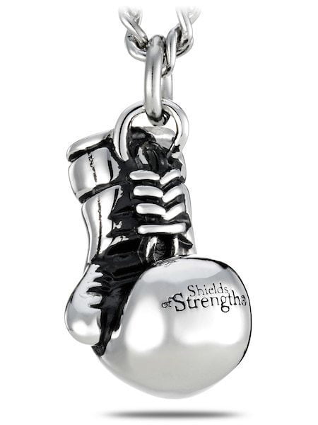 COOLSTEELANDBEYOND A Pair Stainless Steel Mens Boys Boxing Glove Pendant Necklace with 23.6 inches Steel Ball Chain