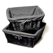 Burlington - Set of 2 Large Willow Storage Baskets, Black