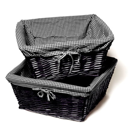 Burlington - Set of 2 Large Willow Storage Baskets, Black