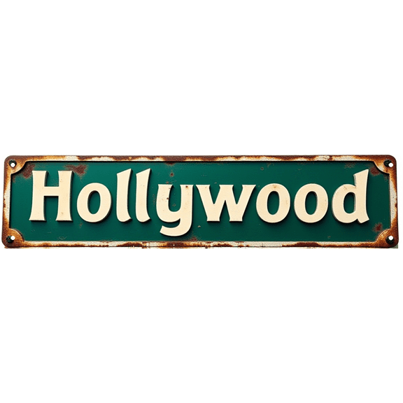 Decorative Tin Sign 16*4 Inches - Hollywood Vintage Street Sign - Great for Man Cave, Bedroom, Outdoor - Includes man cave decor, signs for bedroom, outdoor sign
