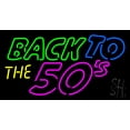 thumbnail image 1 of Back to 50s LED Neon Sign 13 x 24 - inches, Black Square Cut Acrylic Backing, with Dimmer - Bright and Premium built indoor LED Neon Sign for café, club, party, event and stroefront., 1 of 7