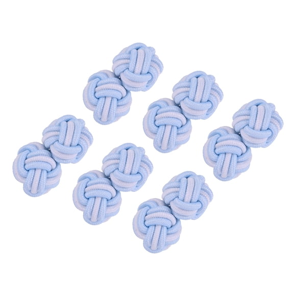Uxcell 3 pares de gemelos de nudo de seda, gemelos de tela elástica para camisas, accesorios de gemelos de nudo retorcido para hombres, mujeres, negocios, regalo, boda, azul claro-blanco