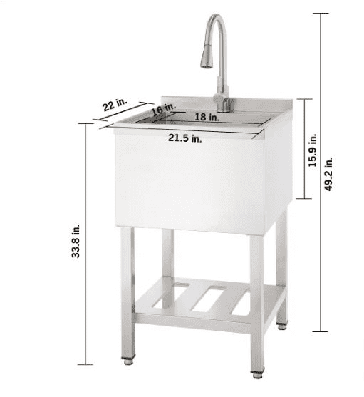 TRINITY 18" x 16" x 13" Stainless Steel Utility Sink with Pull-out Faucet-Model CTHA-0327