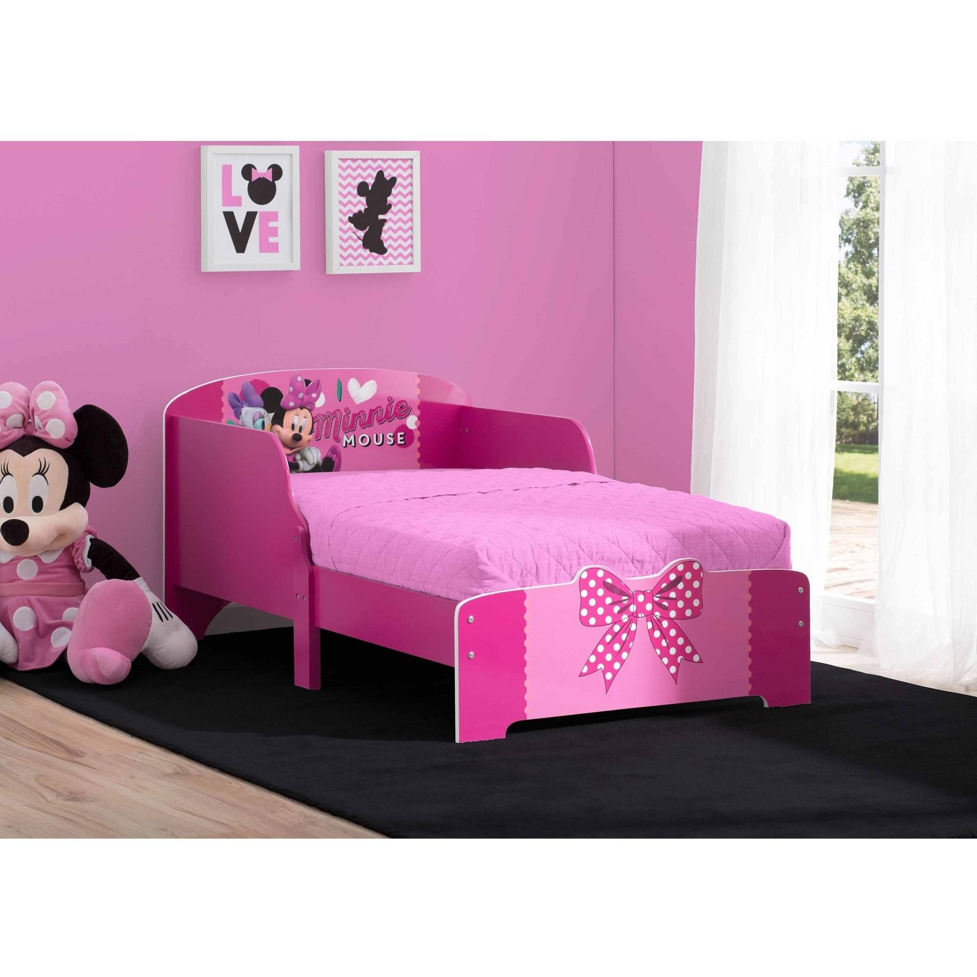 Girls Toddler Bed Disney Minnie Mouse Wood Frame Modern Bedroom
