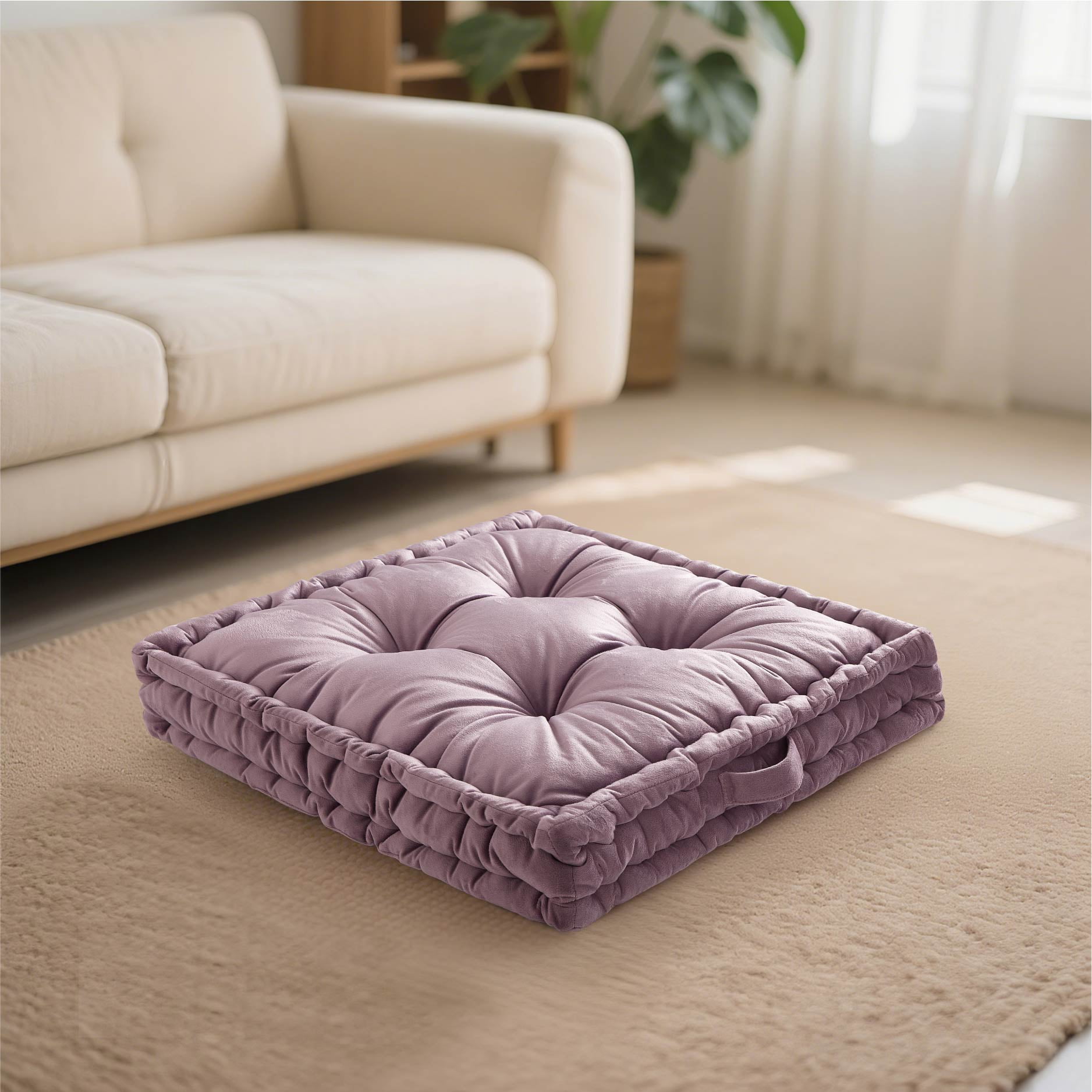 Mainstays 20" x 20" Hazy Purple Velvet Decorative Floor Pillow