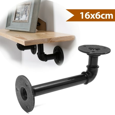 - 1/2/4Pcs 16x6cm Industrial Pipe Wall Shelf Bracket Hardware Support Rustic Hanging Wall Mount Heavy Duty Farmhouse with Screw, Black