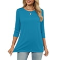 thumbnail image 2 of MOSHU 3 Pack 3/4 T Shirts for Womens Crew Neck Womens Shirts Dressy Basics Tees Casual Loose Fit Fall Tops, 2 of 10