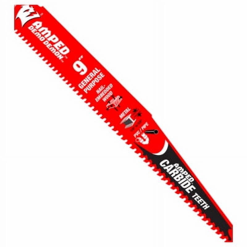 Freud DS0909CGPA Reciprocating Saw Blade Demon Amped 9" Carbide 6/9 TPI Red